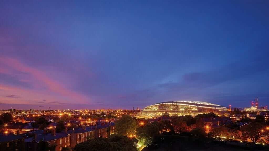 View of Aviva Stadium in Dublin 4 from the luxury apartments at Lansdowne Place