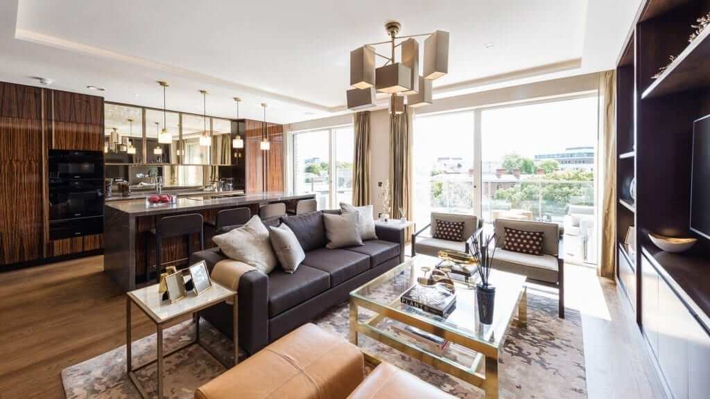 Open Plan Living Room Dining Room at Penthouse Apartments at Lansdowne Place