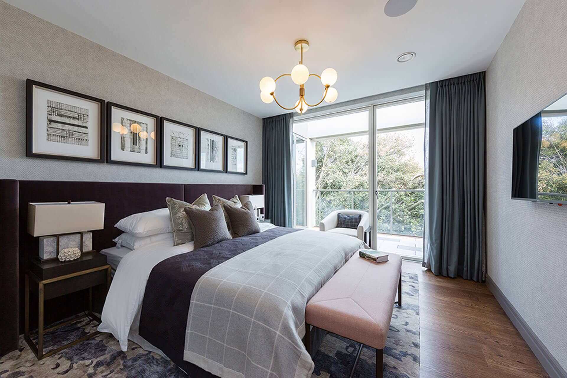 Guest bedroom at the penthouse apartments at Lansdowne Place in prestigious Ballsbridge
