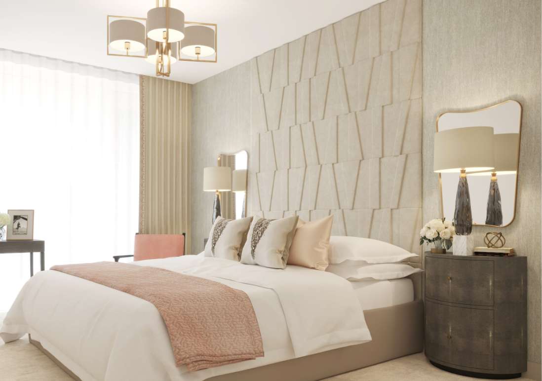 Bedroom design by Sara Cosgrove Interior Design in Duplex Townhouses at Lansdowne Place