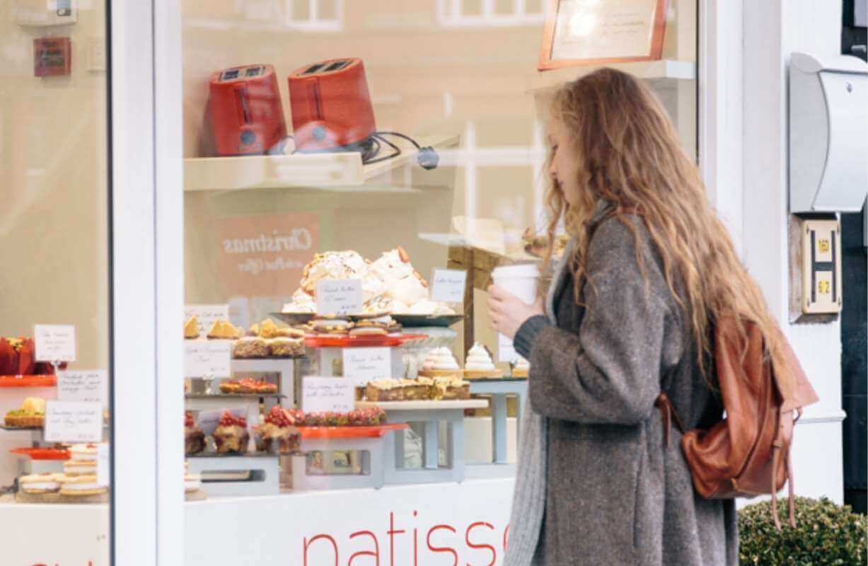 Window shopping at Eathos, a local French style patisserie close to Lansdowne Place