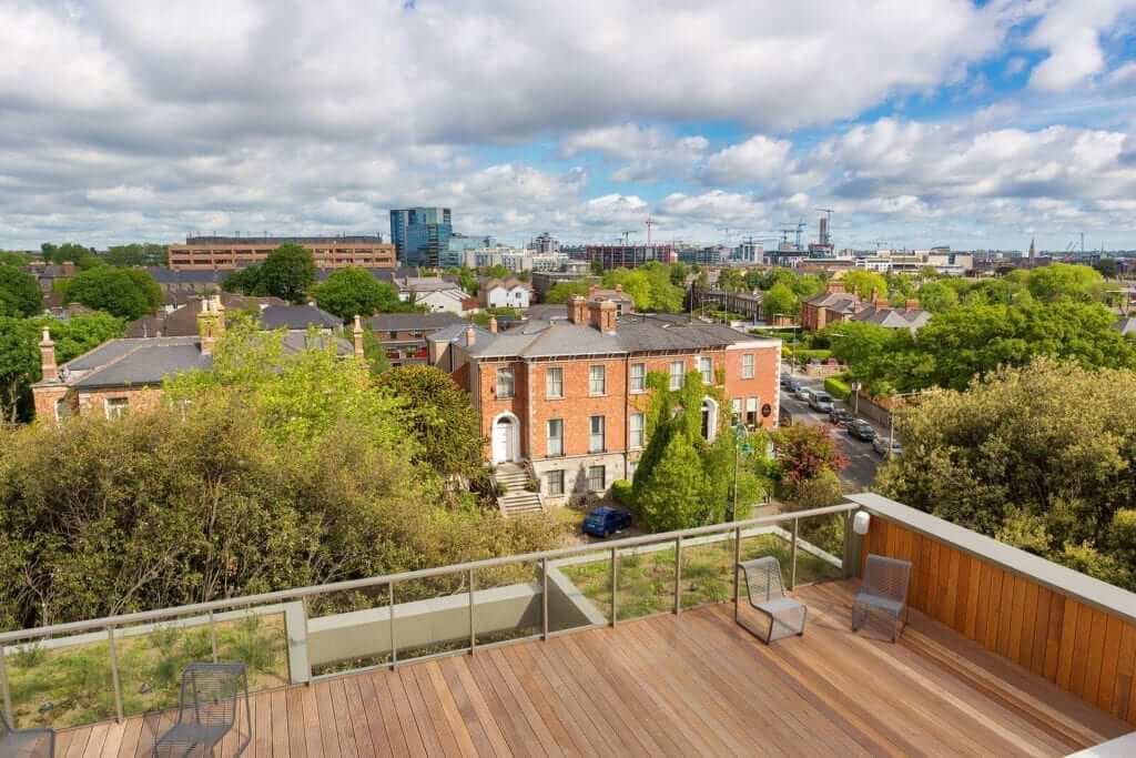 View toward Dublin City Centre from the Penthouse Apartment at Lansdowne Place